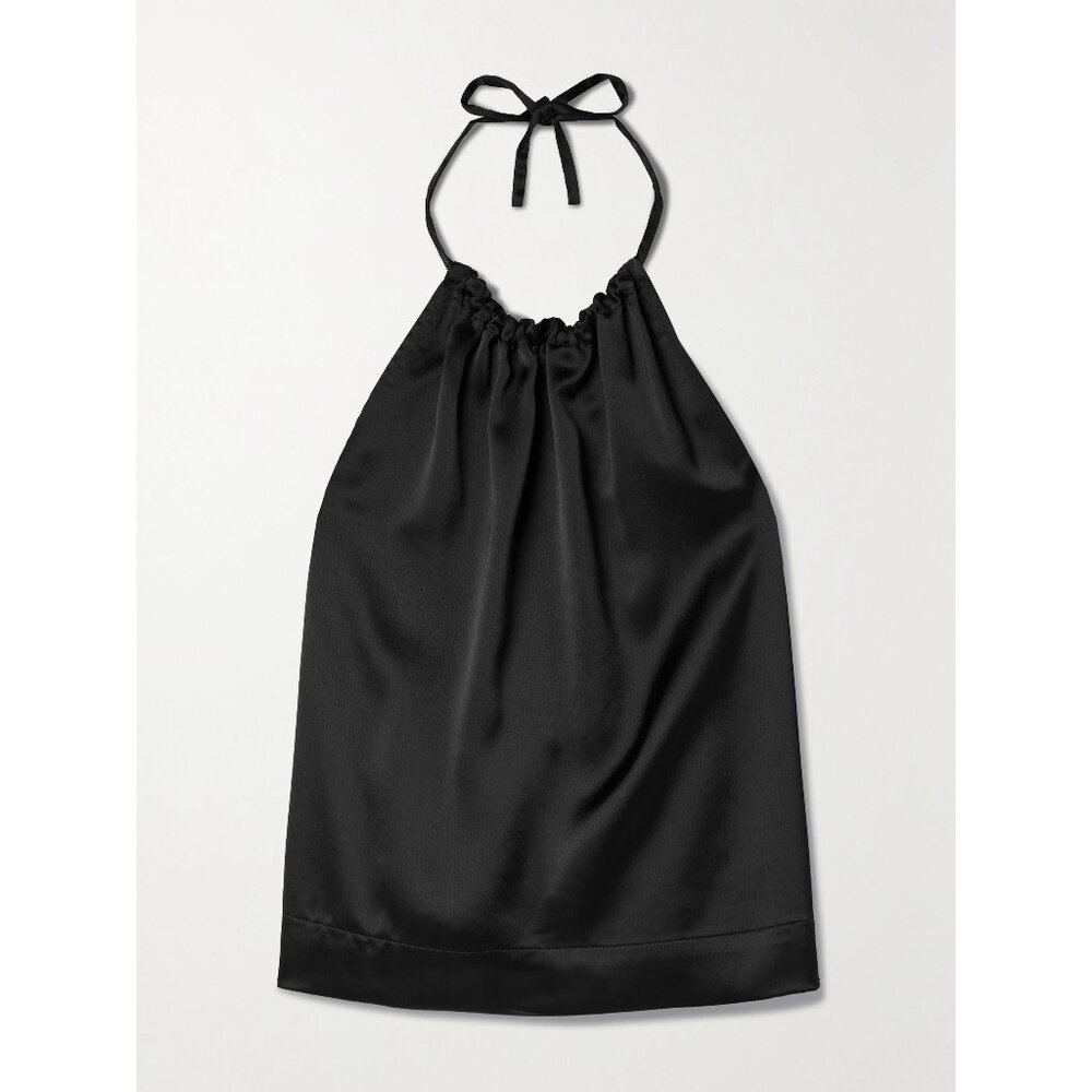 LESET Barb hammered-satin halterneck top - Size XS